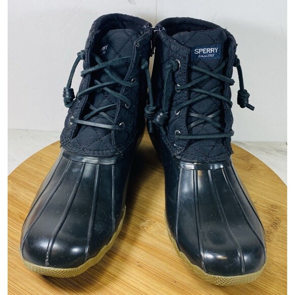 Sperry Girls Saltwater Rain Boots Black Size 6 M - Picture 3 of 5